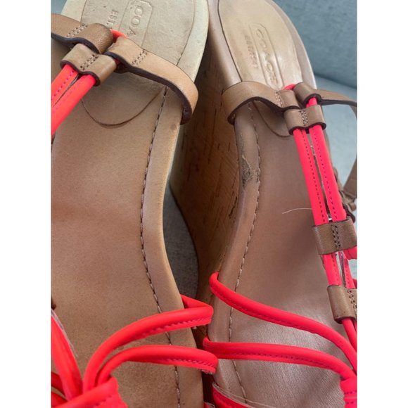 COACH Georgian Neon Cork Wedges Sz 9 - Picture 8 of 10
